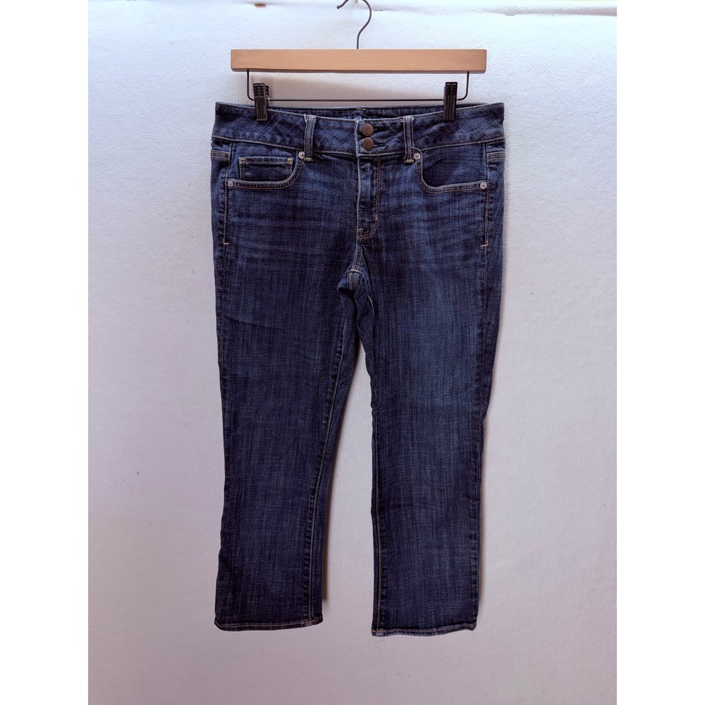 American Eagle Artist Crop Jeans Womens 10 Blue Stretch Denim Mid Rise 3556
